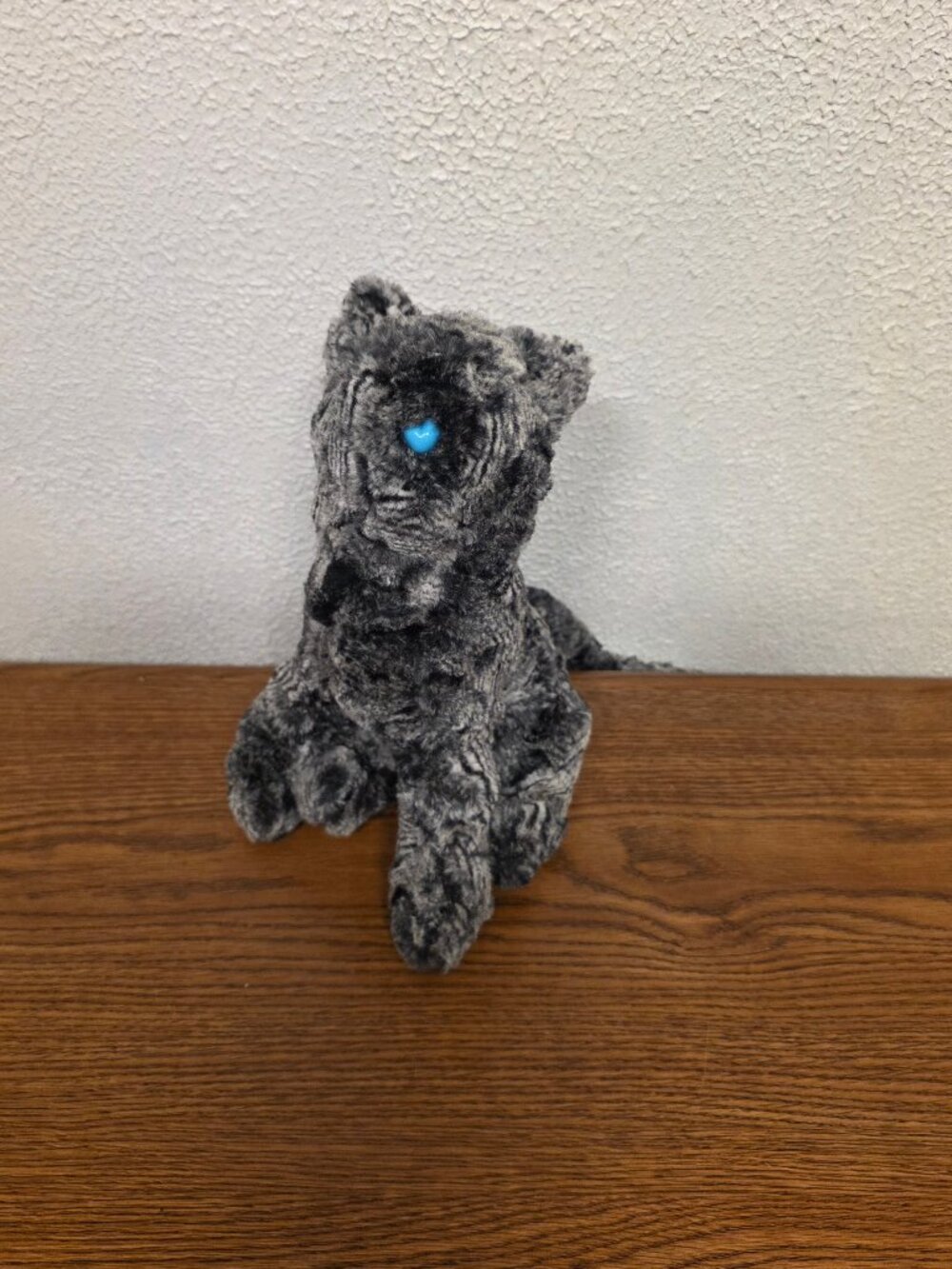 Plush Whimsical Whiskers 10" Gray Cat with Blue Nose & Green Eyes Stuffed Animal